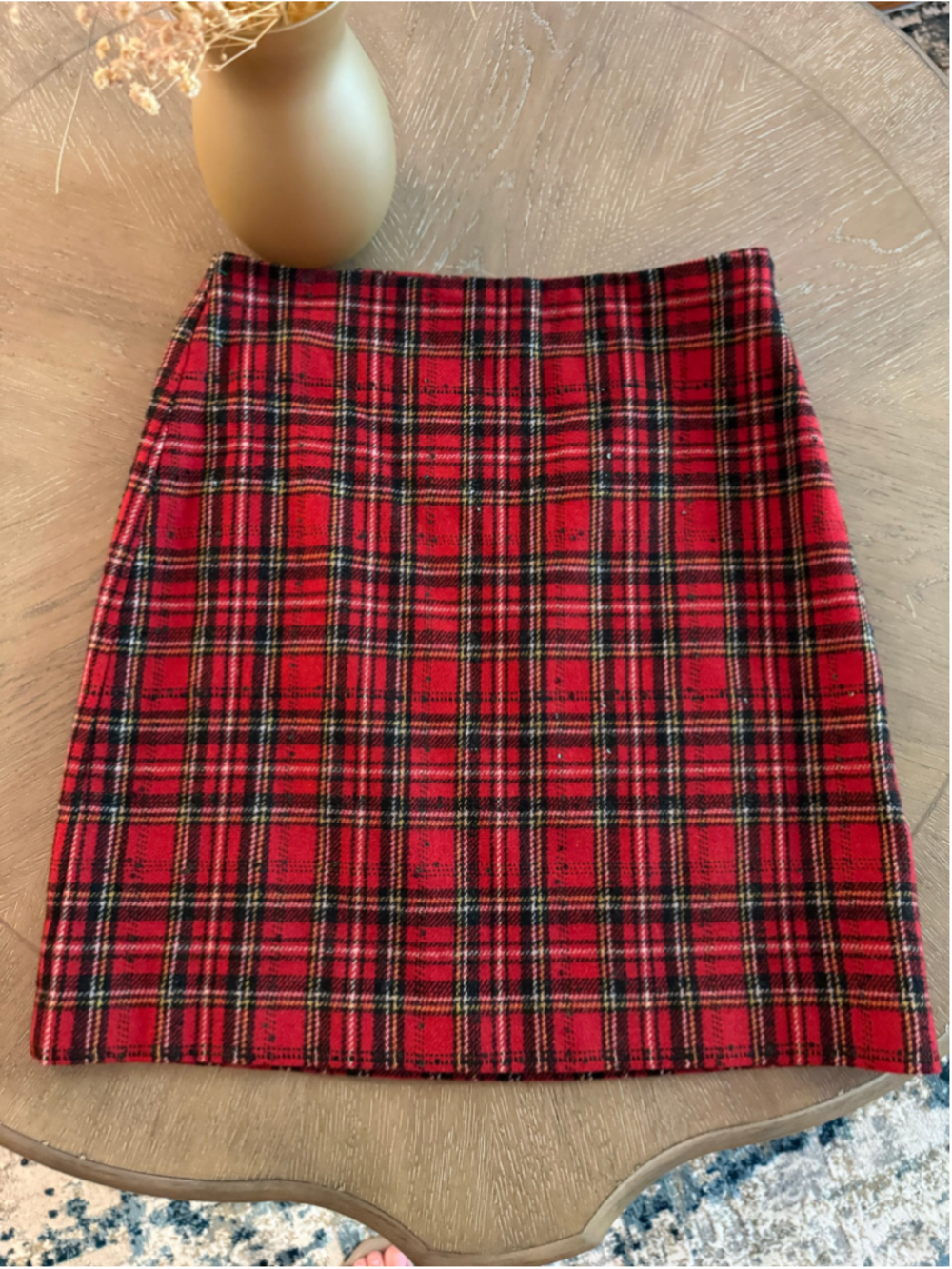 Women's Talbots Petite 4P Red Black Plaid Mini Skirt